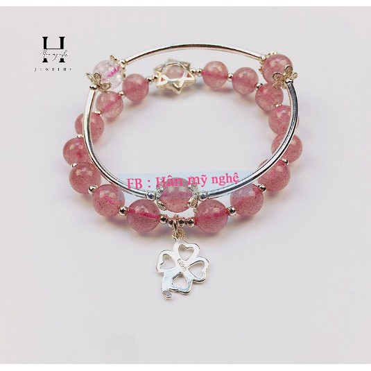 vòng tay dâu tây hồng 10li mix phụ kiện 925 2 vòng tay dâu tây hồng 10li mix phụ kiện 925 - Hình ảnh 2