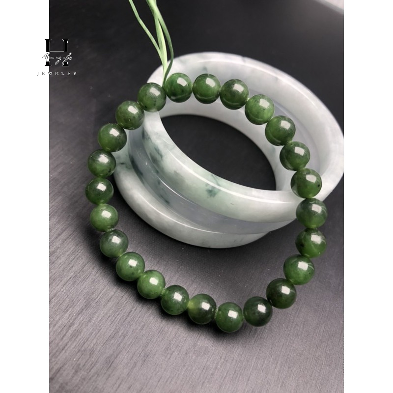 Vòng tay đá ngọc nephrit 7.5mm HANMYNGHE 2 Vòng tay đá ngọc nephrit 7.5mm HANMYNGHE - Hình ảnh 2