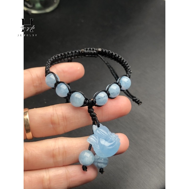 vòng tay aquamarine mix cửu vỹ hồ ly hạt 8 mm 1 vòng tay aquamarine mix cửu vỹ hồ ly hạt 8 mm