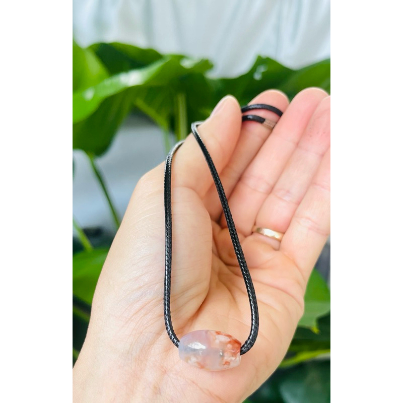 Mặt dây chuyền lu thống đá mã não hoa anh đào khoan lỗ 3mm 1 Mặt dây chuyền lu thống đá mã não hoa anh đào khoan lỗ 3mm