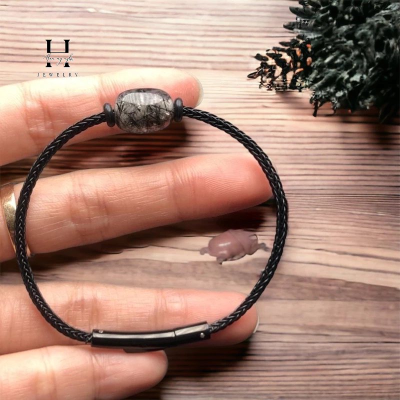 Vòng tay lu thống thạch anh tóc đen HANMYNGHE 2 Vòng tay lu thống thạch anh tóc đen HANMYNGHE - Hình ảnh 2