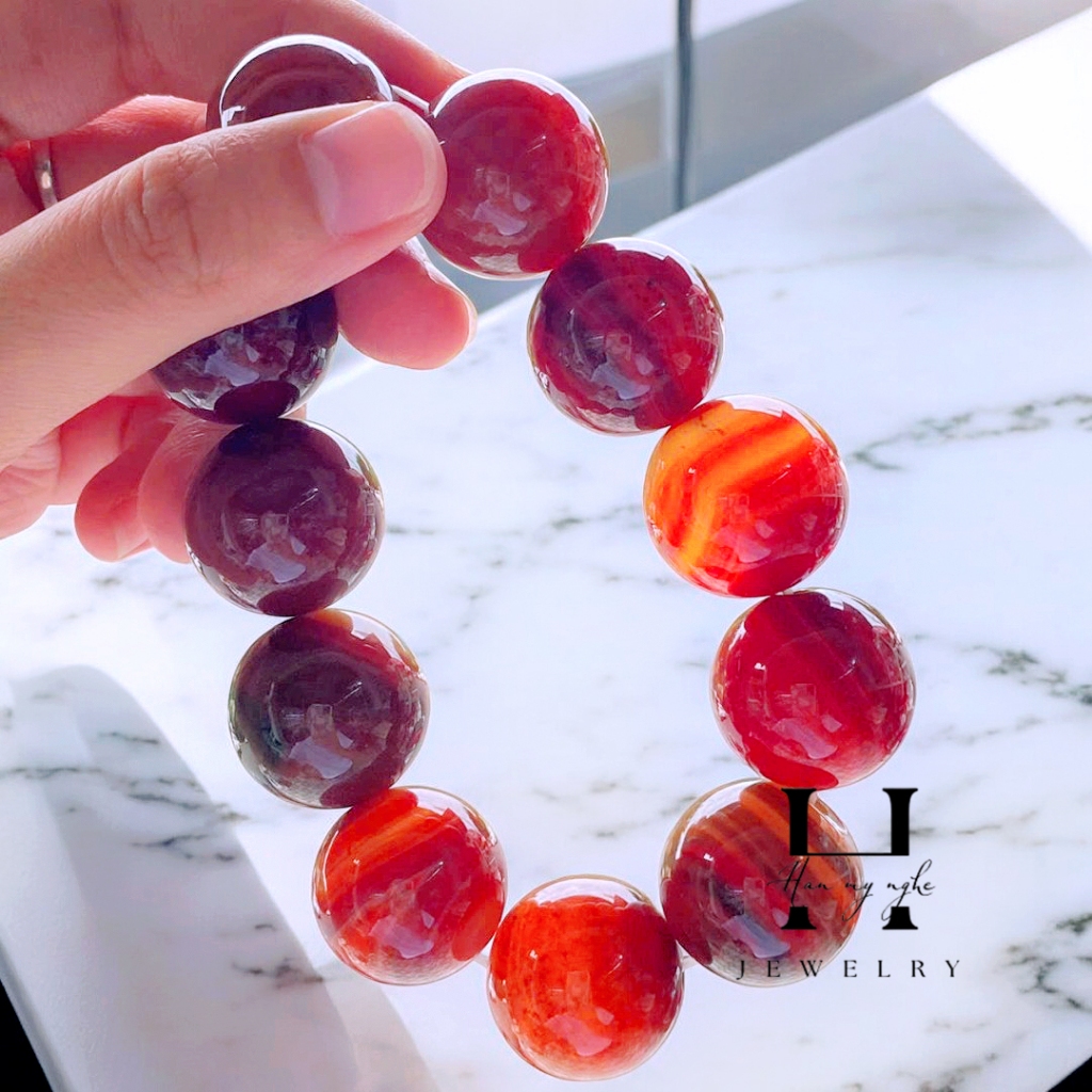 Vòng tay đá mã não tự nhiên 20mm HANMYNGHE 1 Vòng tay đá mã não tự nhiên 20mm HANMYNGHE