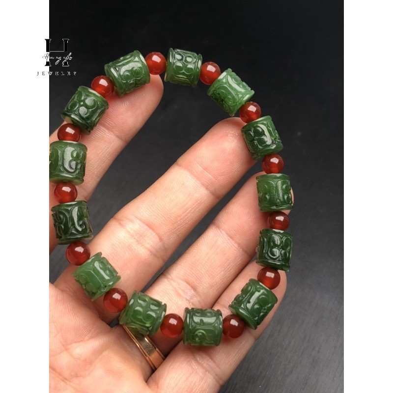 Vòng tay lu thống chạm hoa văn 10mm HANMYNGHE 1 Vòng tay lu thống chạm hoa văn 10mm HANMYNGHE