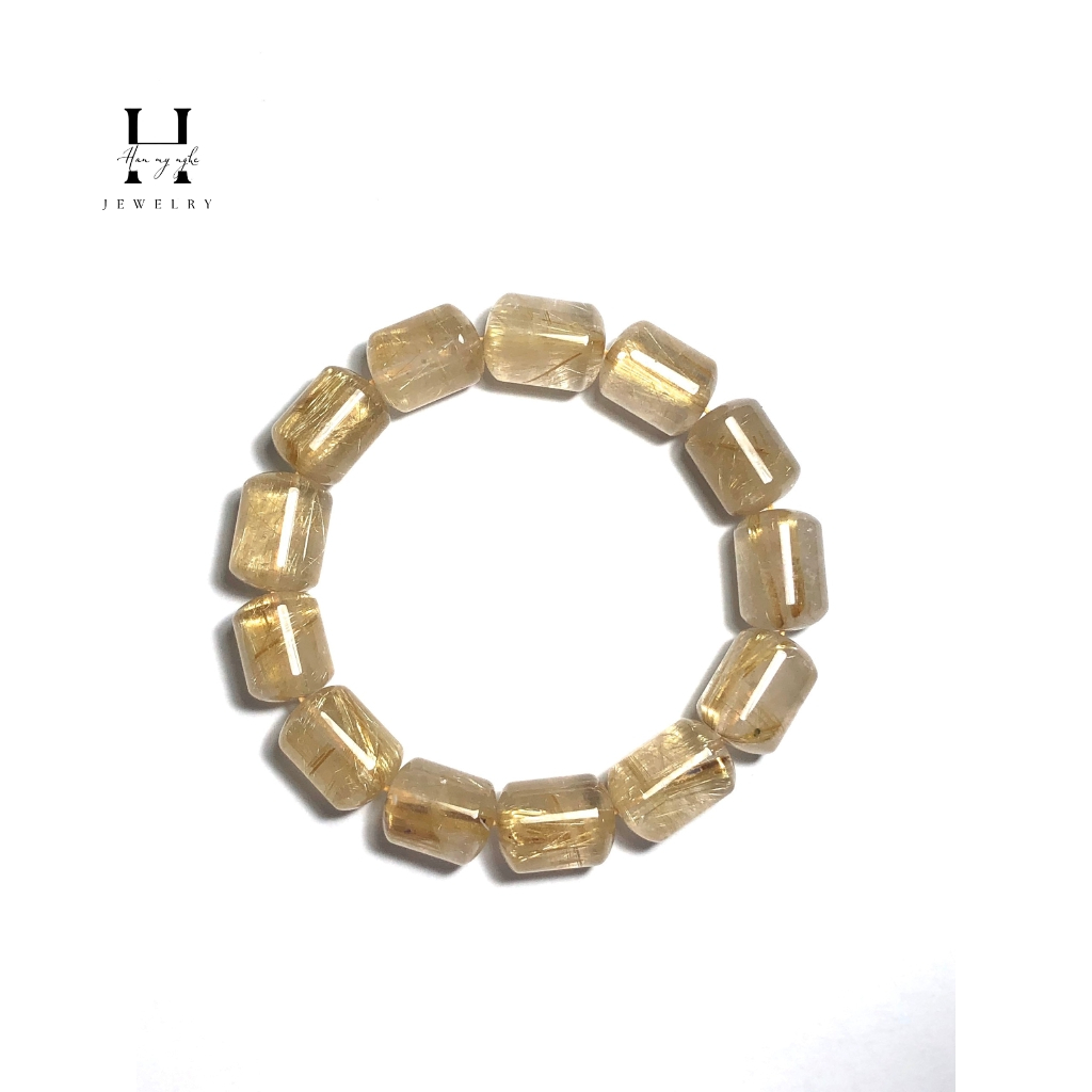 Vòng tay lu thống thạch anh tóc vàng HANMYNGHE 1 Vòng tay lu thống thạch anh tóc vàng HANMYNGHE