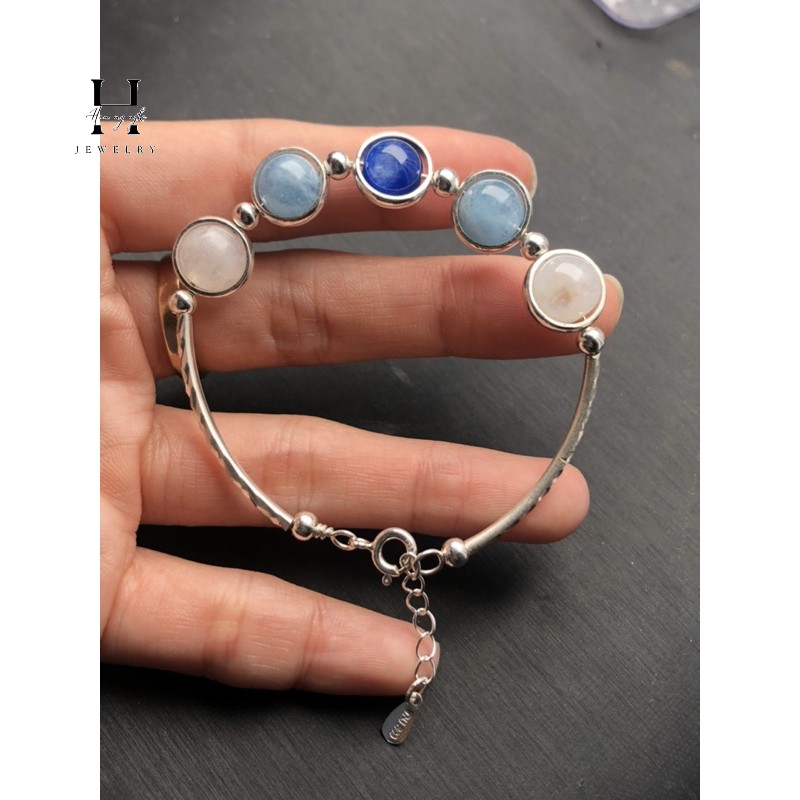 vòng tay aquamarine + TA trắng mix charm 3 vòng tay aquamarine + TA trắng mix charm - Hình ảnh 3