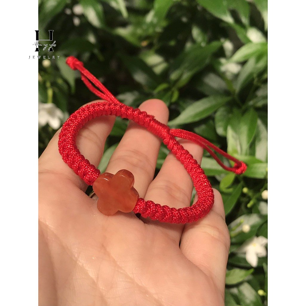 Vòng tay cỏ 4 lá đá ngọc cẩm thạch huyết đỏ HANMYNGHE 3 Vòng tay cỏ 4 lá đá ngọc cẩm thạch huyết đỏ HANMYNGHE - Hình ảnh 3