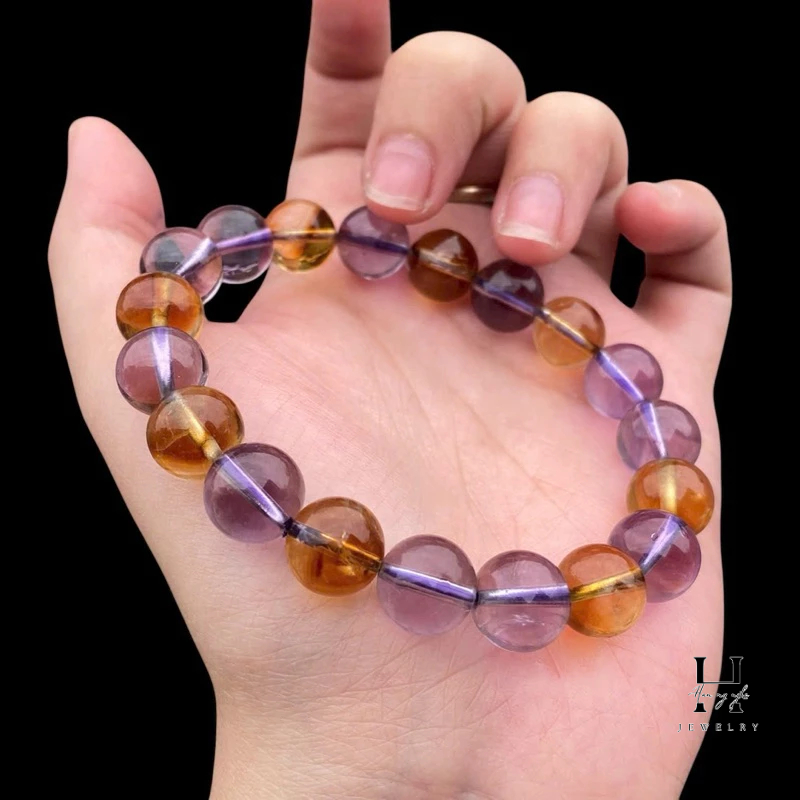 Vòng tay đá thạch anh tím mix thạch anh vàng HANMYNGHE 1 Vòng tay đá thạch anh tím mix thạch anh vàng HANMYNGHE