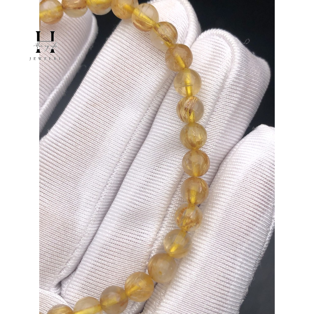 Vòng tay thạch anh tóc vàng tự nhiên 5mm HANMYNGHE 2 Vòng tay thạch anh tóc vàng tự nhiên 5mm HANMYNGHE - Hình ảnh 2