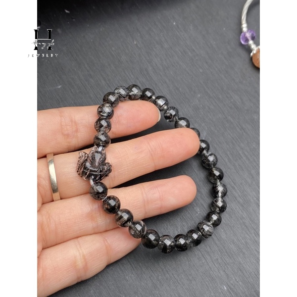 Vòng tay thạch anh tóc đen 6 mm mix hồ ly HANMYNGHE 2 Vòng tay thạch anh tóc đen 6 mm mix hồ ly HANMYNGHE - Hình ảnh 2