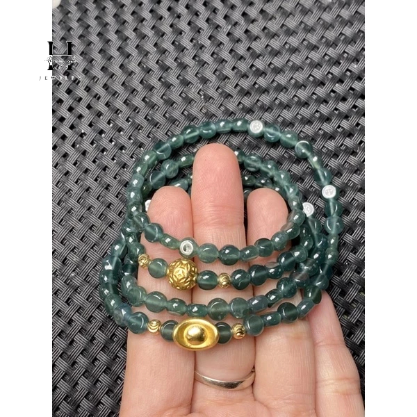 Vòng tay đá lam ngọc bánh xe 3 vòng mix charm bạc s925 HANMYNGHE 3 Vòng tay đá lam ngọc bánh xe 3 vòng mix charm bạc s925 HANMYNGHE - Hình ảnh 3