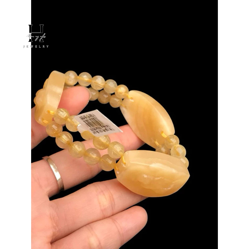 Vòng tay tam hợp mix hạt đá thạch anh tóc vàng HANMYNGHE 1 Vòng tay tam hợp mix hạt đá thạch anh tóc vàng HANMYNGHE