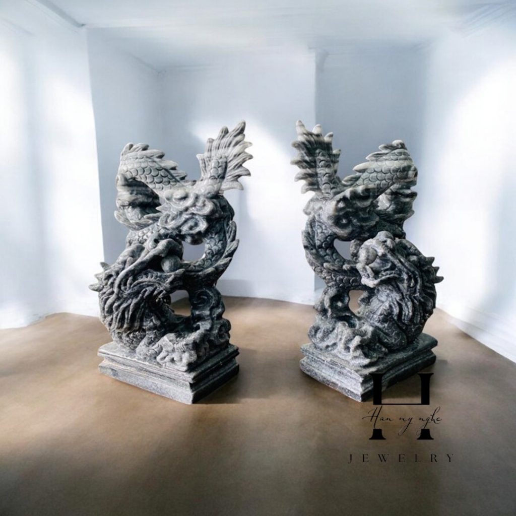 Cặp rồng đứng phong thủy để bàn cao 22cm đá tự nhiên nguyên khối HANMYNGHE 1 Cặp rồng đứng phong thủy để bàn cao 22cm đá tự nhiên nguyên khối HANMYNGHE