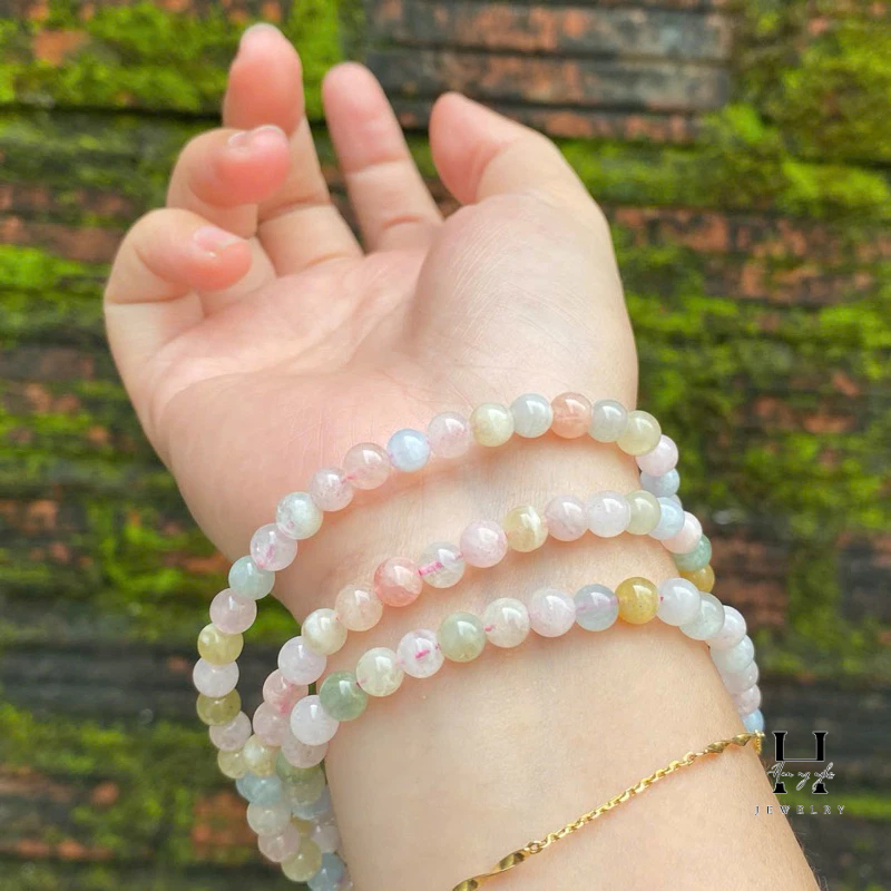 Vòng tay đá beryl tự nhiên 5.8 mm quấn 3 vòng HANMYNGHE 1 Vòng tay đá beryl tự nhiên 5.8 mm quấn 3 vòng HANMYNGHE