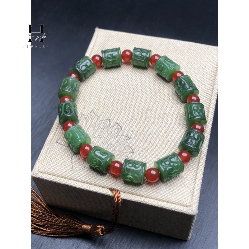 Vòng tay lu thống chạm hoa văn 10mm HANMYNGHE 2 Vòng tay lu thống chạm hoa văn 10mm HANMYNGHE - Hình ảnh 2