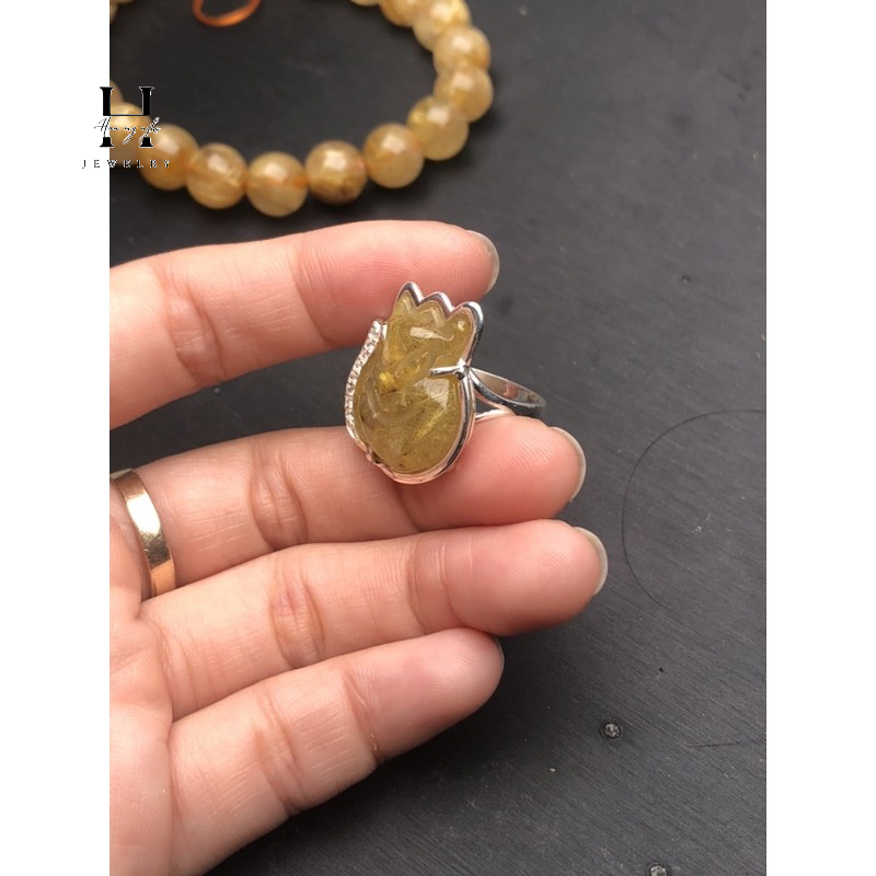 Nhẫn bạc hồ ly đá thạch anh tóc vàng HANMYNGHE 2 Nhẫn bạc hồ ly đá thạch anh tóc vàng HANMYNGHE - Hình ảnh 2