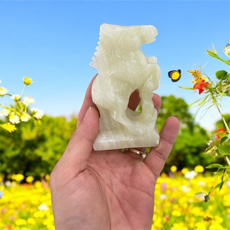 Con ngựa phong thuỷ cao 10 cm đá ngọc onyz 3 Con ngựa phong thuỷ cao 10 cm đá ngọc onyz - Hình ảnh 3