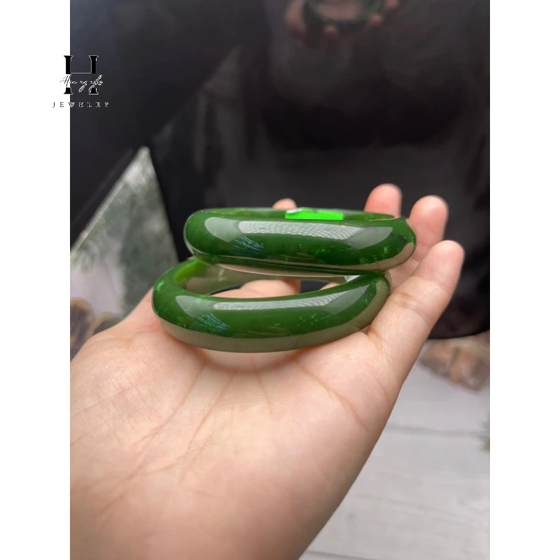 Vòng tay đá ngọc bích tự nhiên kèm giấy kiểm định đá quý HANMYNGHE 1 Vòng tay đá ngọc bích tự nhiên kèm giấy kiểm định đá quý HANMYNGHE