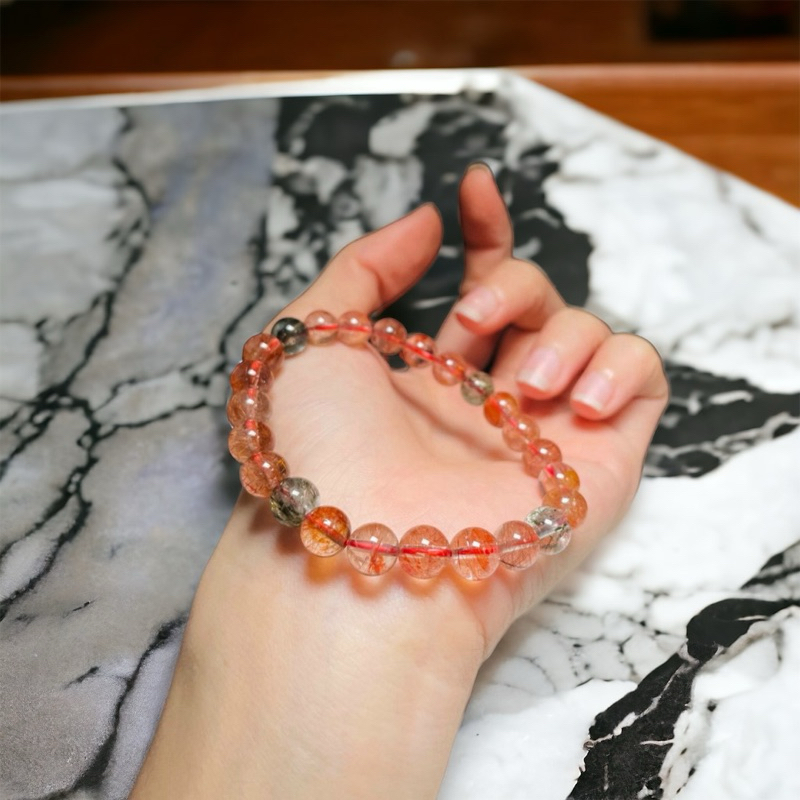 Vòng tay thạch anh tóc tam tài 8mm HANMYNGHE 1 Vòng tay thạch anh tóc tam tài 8mm HANMYNGHE