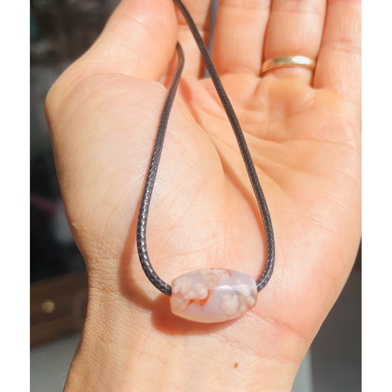 Mặt dây chuyền lu thống đá mã não hoa anh đào khoan lỗ 3mm 2 Mặt dây chuyền lu thống đá mã não hoa anh đào khoan lỗ 3mm - Hình ảnh 2