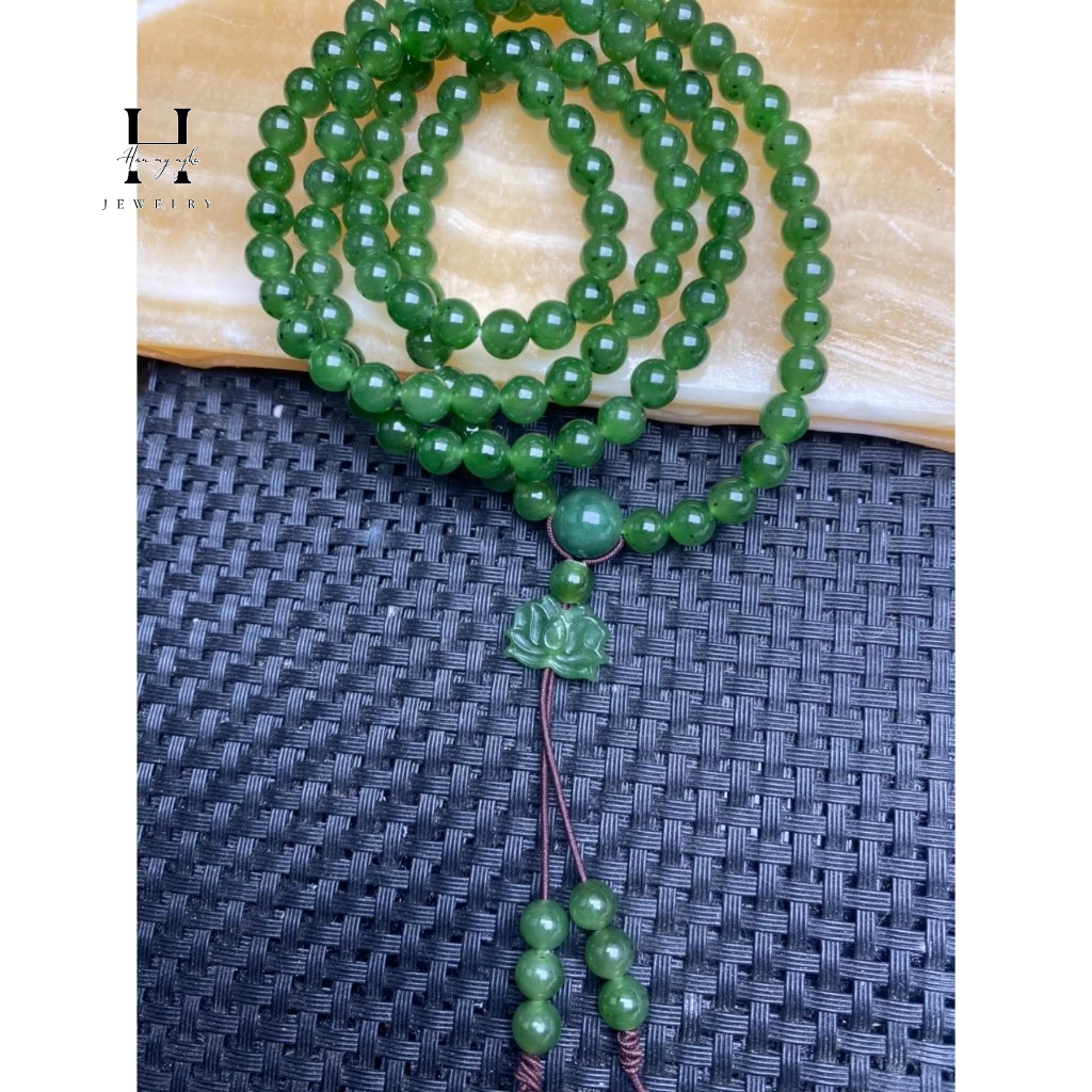 Vòng tay đá ngọc bích tự nhiên 108 hạt 6mm HANMYNGHE 2 Vòng tay đá ngọc bích tự nhiên 108 hạt 6mm HANMYNGHE - Hình ảnh 2
