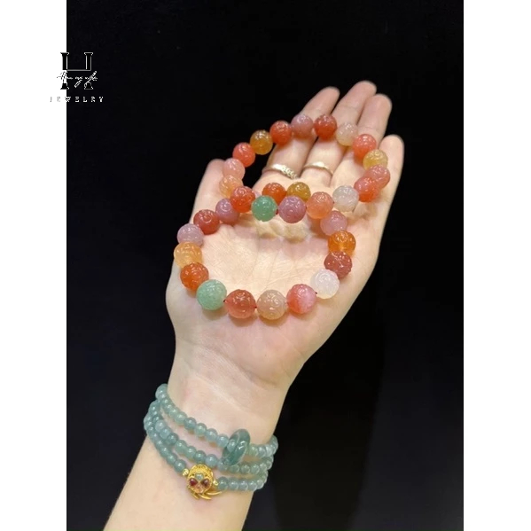 Vòng tay mã não nam hồng chạm hoa văn 11.5 mm HANMYNGHE 2 Vòng tay mã não nam hồng chạm hoa văn 11.5 mm HANMYNGHE - Hình ảnh 2