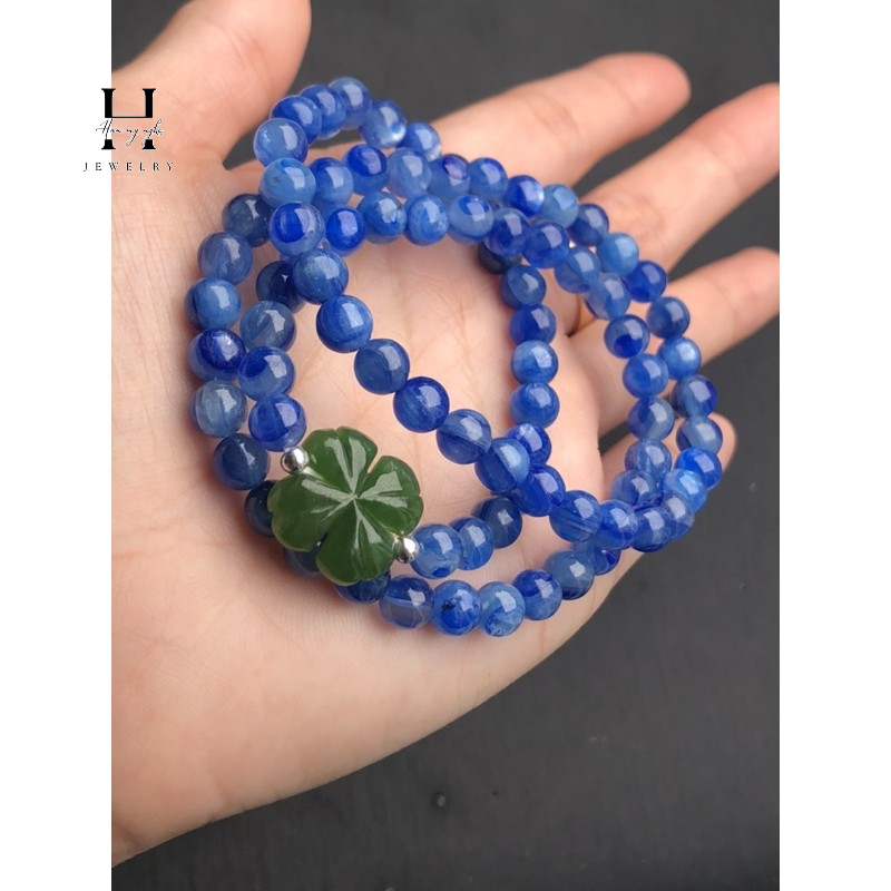 Vòng tay đá kyanite mix cỏ 4 lá nephrite HANMYNGHE 2 Vòng tay đá kyanite mix cỏ 4 lá nephrite HANMYNGHE - Hình ảnh 2