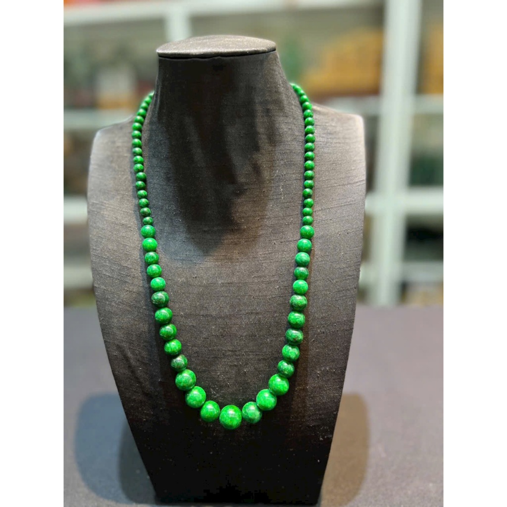 Vòng cổ đá ngọc màu xanh lá 6mm đến 14mm HANMYNGHE 1 Vòng cổ đá ngọc màu xanh lá 6mm đến 14mm HANMYNGHE