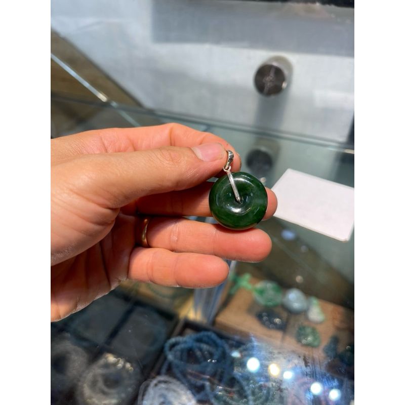 Mặt dây chuyền đồng điếu đá ngọc bích tự nhiên 2.6 cm HANMYNGHE 1 Mặt dây chuyền đồng điếu đá ngọc bích tự nhiên 2.6 cm HANMYNGHE