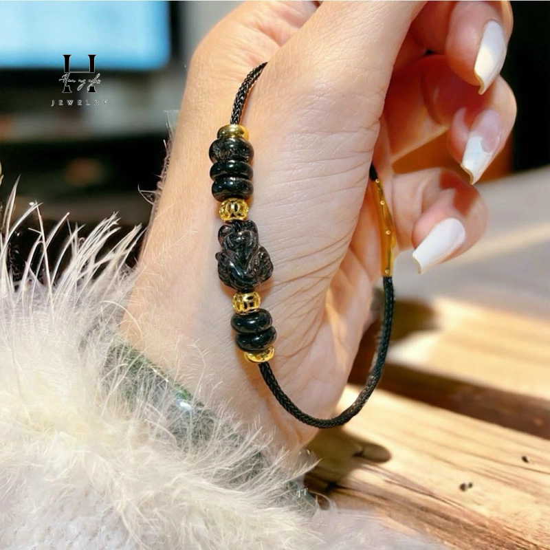 Vòng tay hồ ly đá thạch anh tóc đen mix ngũ điếu tính duyên tài lộc may mắn HANMYNGHE 1 Vòng tay hồ ly đá thạch anh tóc đen mix ngũ điếu tính duyên tài lộc may mắn HANMYNGHE