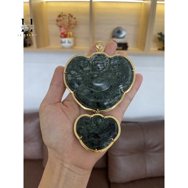 Mặt hầu đá ngọc onyz xanh HANMYNGHE 2 Mặt hầu đá ngọc onyz xanh HANMYNGHE - Hình ảnh 2