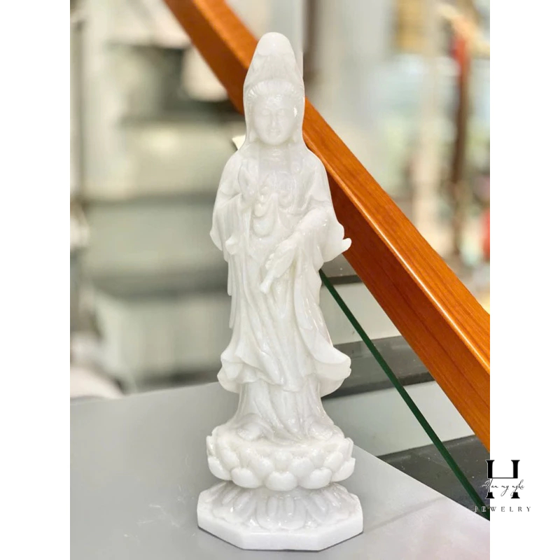 Tượng phật quan âm toạ sen đứng đá tự nhiên cao 40 cm HANMYNGHE 1 Tượng phật quan âm toạ sen đứng đá tự nhiên cao 40 cm HANMYNGHE