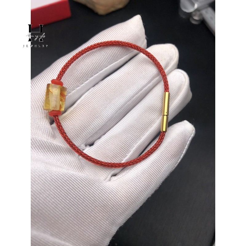 Vòng tay lu thống hổ phách tự nhiên HANMYNGHE 1 Vòng tay lu thống hổ phách tự nhiên HANMYNGHE