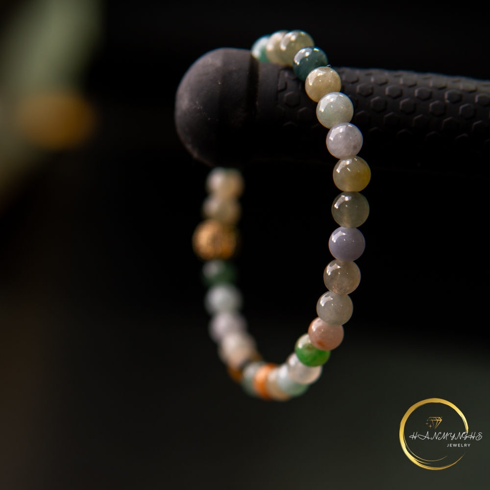 Vòng tay đá ngọc đa bảo type A myanmar 6mm HANMYNGHE 1 Vòng tay đá ngọc đa bảo type A myanmar 6mm HANMYNGHE