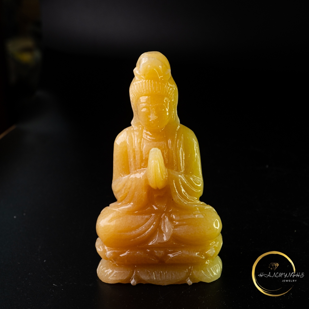 Tượng phật quan âm đá ngọc hoàng long cao 12cm HANMYNGHE 1 Tượng phật quan âm đá ngọc hoàng long cao 12cm HANMYNGHE