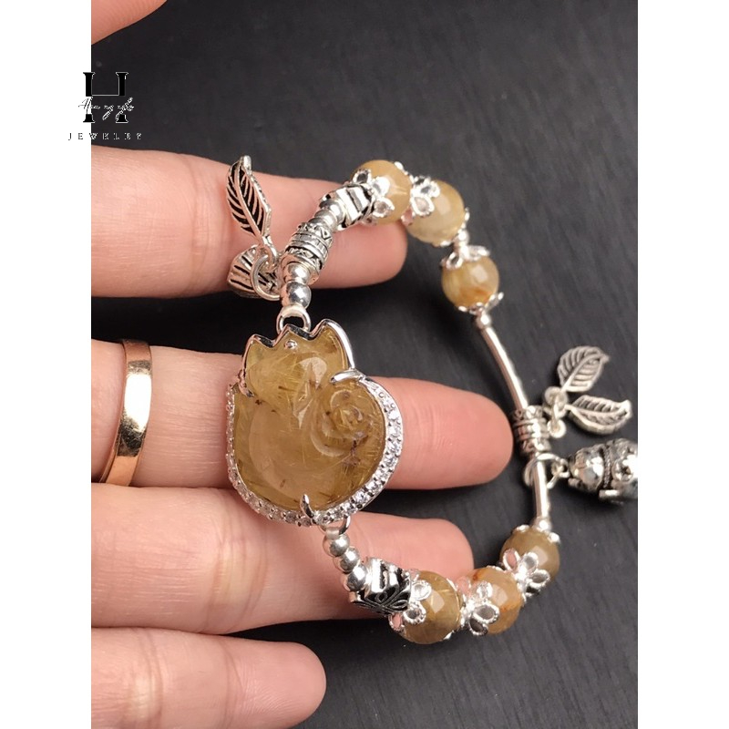 Vòng tay hồ ly đá thạch anh tóc vàng HANMYNGHE 1 Vòng tay hồ ly đá thạch anh tóc vàng HANMYNGHE