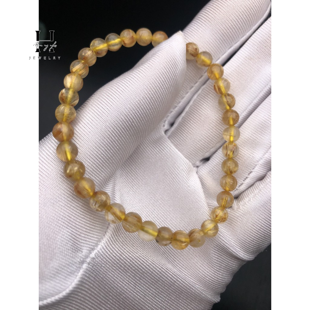 Vòng tay thạch anh tóc vàng tự nhiên 5mm HANMYNGHE 1 Vòng tay thạch anh tóc vàng tự nhiên 5mm HANMYNGHE