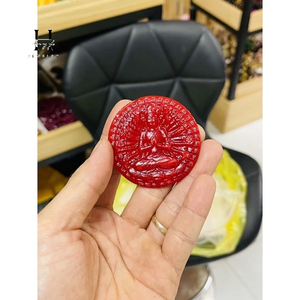 Mặt dây chuyền quan âm ngàn tay ngàn mắt ngoc huyết đỏ tự nhiên HANMYNGHE 2 Mặt dây chuyền quan âm ngàn tay ngàn mắt ngoc huyết đỏ tự nhiên HANMYNGHE - Hình ảnh 2