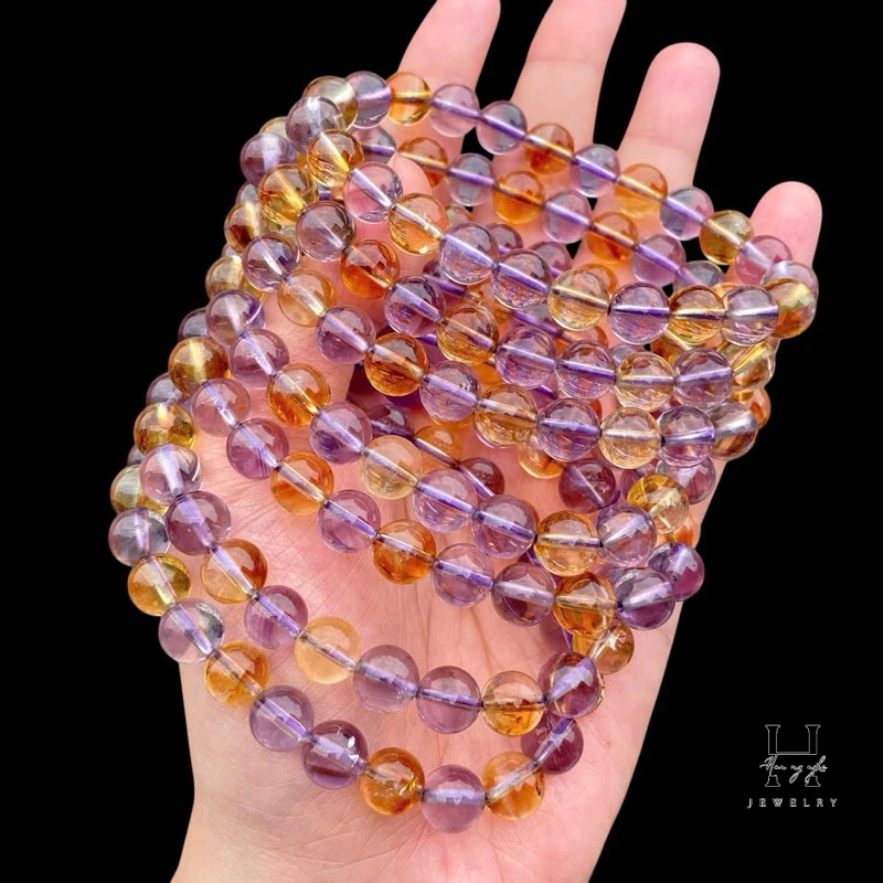 Vòng tay đá thạch anh tím mix thạch anh vàng HANMYNGHE 3 Vòng tay đá thạch anh tím mix thạch anh vàng HANMYNGHE - Hình ảnh 3