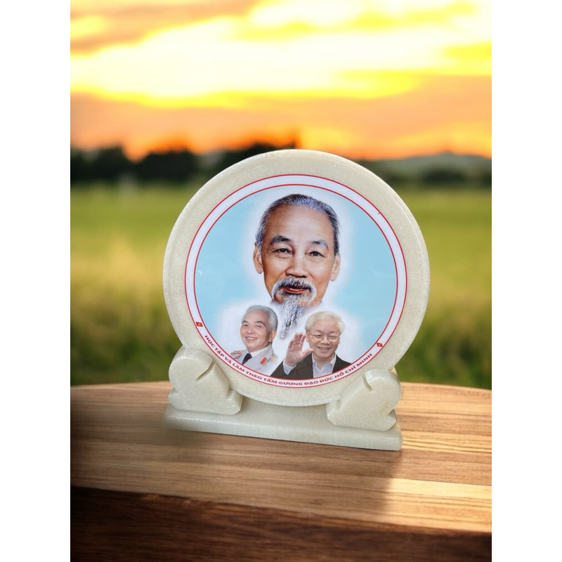 Đĩa đá in ảnh Bác Hồ - Bác Trọng - Bác Giáp 25cm -30 cm HANMYNGHE 1 Đĩa đá in ảnh Bác Hồ - Bác Trọng - Bác Giáp 25cm -30 cm HANMYNGHE