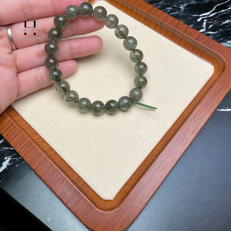 Vòng tay đá thạch anh tóc xanh 8 mm 21 hạt HANMYNGHE 1 Vòng tay đá thạch anh tóc xanh 8 mm 21 hạt HANMYNGHE