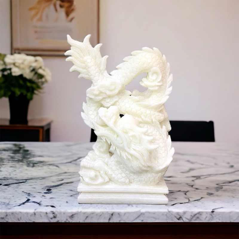 Cặp rồng đá trắng cao 30 cm HANMYNGHE 2 Cặp rồng đá trắng cao 30 cm HANMYNGHE - Hình ảnh 2