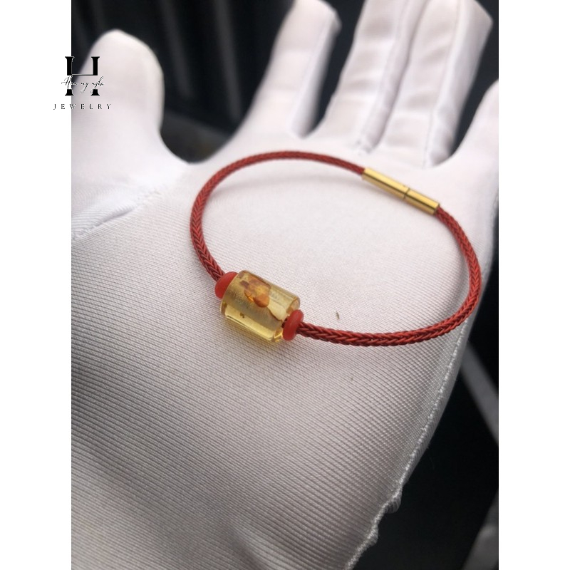 Vòng tay lu thống hổ phách tự nhiên HANMYNGHE 3 Vòng tay lu thống hổ phách tự nhiên HANMYNGHE - Hình ảnh 3