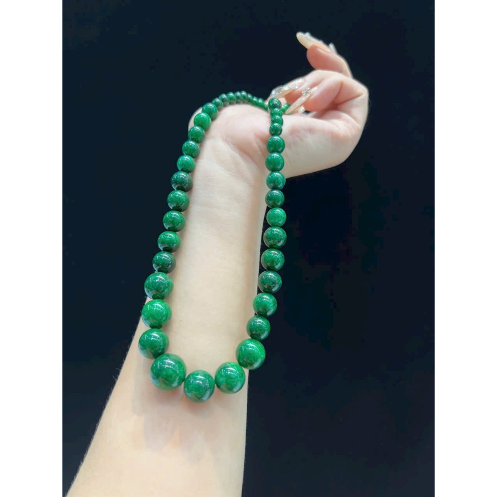 Vòng cổ đá ngọc màu xanh lá 6mm đến 14mm HANMYNGHE 2 Vòng cổ đá ngọc màu xanh lá 6mm đến 14mm HANMYNGHE - Hình ảnh 2