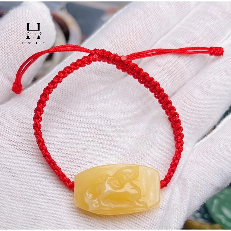 Vòng tay kỳ lân đá ngọc hoàng long HANMYNGHE 1 Vòng tay kỳ lân đá ngọc hoàng long HANMYNGHE