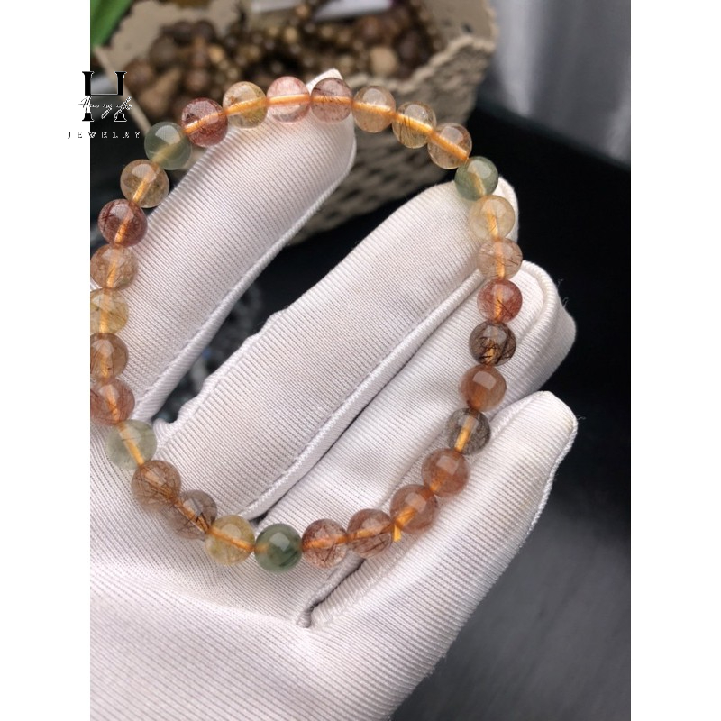 Vòng tay thạch anh tóc 7 mm HANMYNGHE 1 Vòng tay thạch anh tóc 7 mm HANMYNGHE