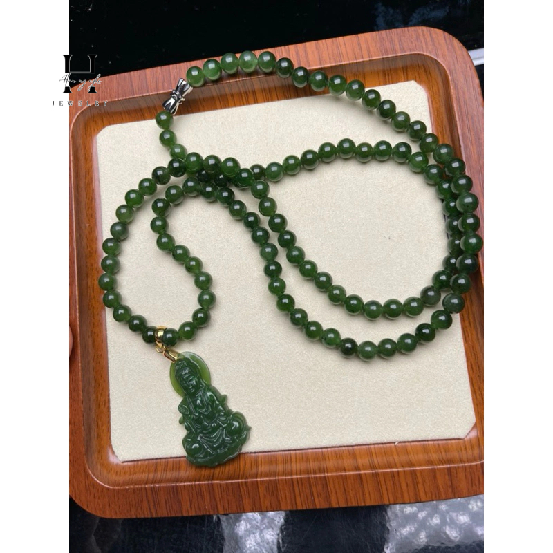 vòng cổ đá ngọc bích 108 hạt móc vàng 10 k HANMYNGHE 2 vòng cổ đá ngọc bích 108 hạt móc vàng 10 k HANMYNGHE - Hình ảnh 2
