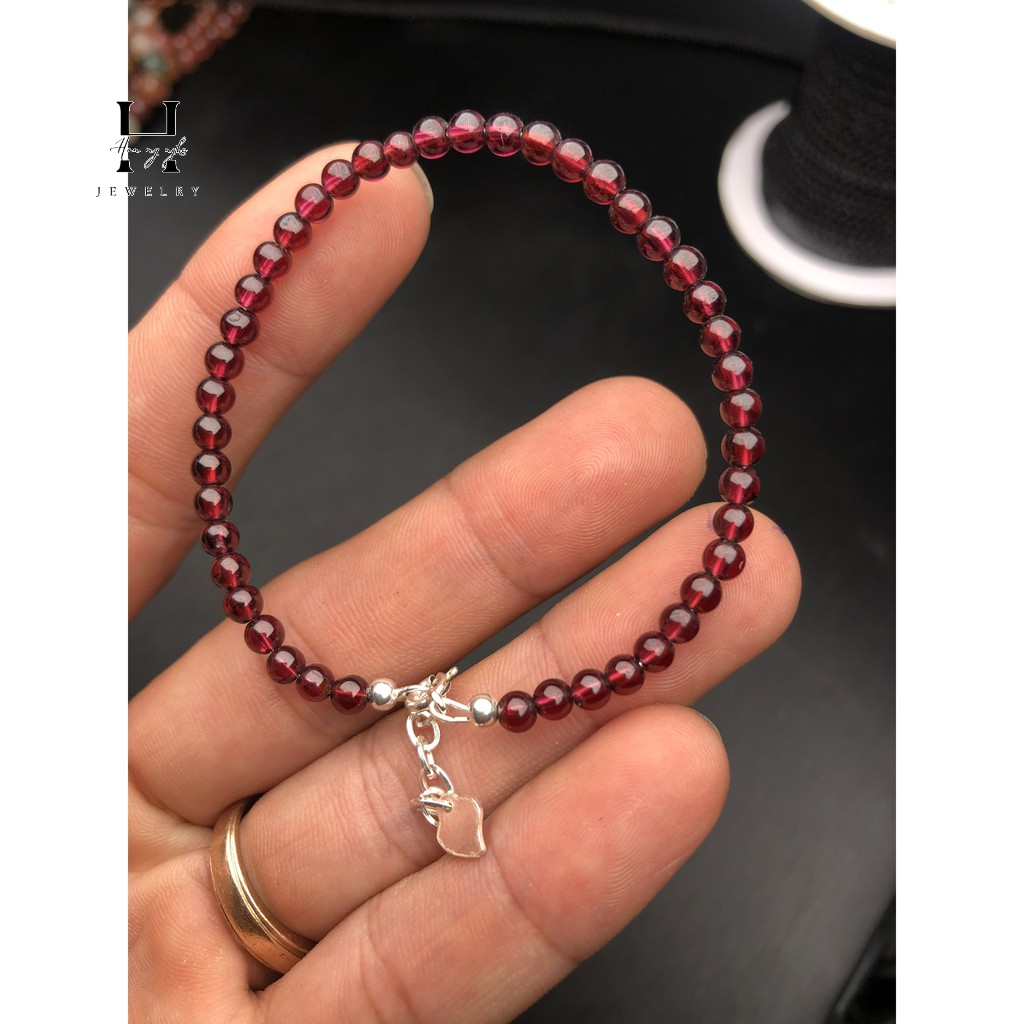 vòng tay mini garnet 4mm lõi dây bạc siêu xinh 3 vòng tay mini garnet 4mm lõi dây bạc siêu xinh - Ảnh 3
