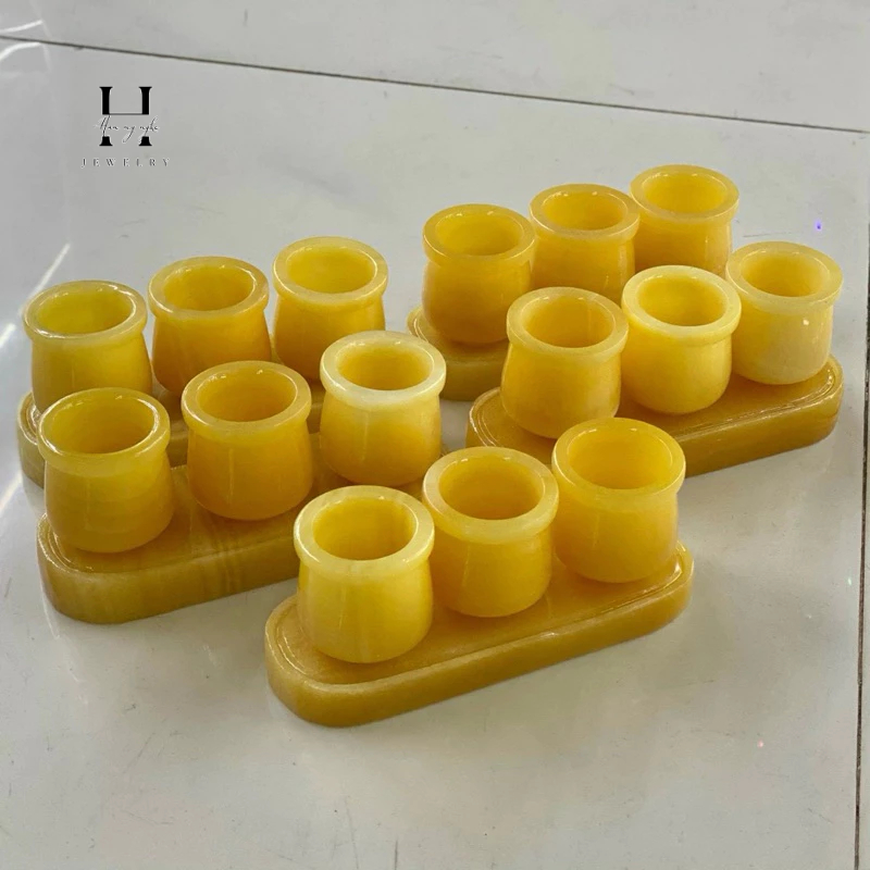 bộ 3 ly đá ngọc hoàng long HANMYNGHE 3 bộ 3 ly đá ngọc hoàng long HANMYNGHE - Hình ảnh 3