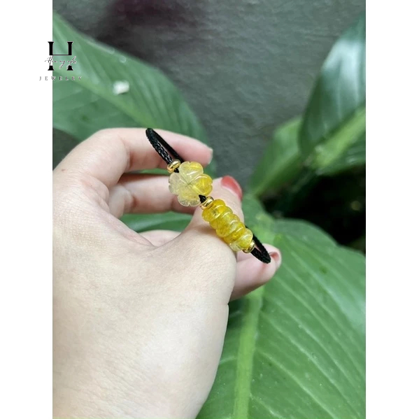 Vòng tay ngũ điếu mix cỏ 4 lá đá thạch anh tóc HANMYNGHE 2 Vòng tay ngũ điếu mix cỏ 4 lá đá thạch anh tóc HANMYNGHE - Hình ảnh 2