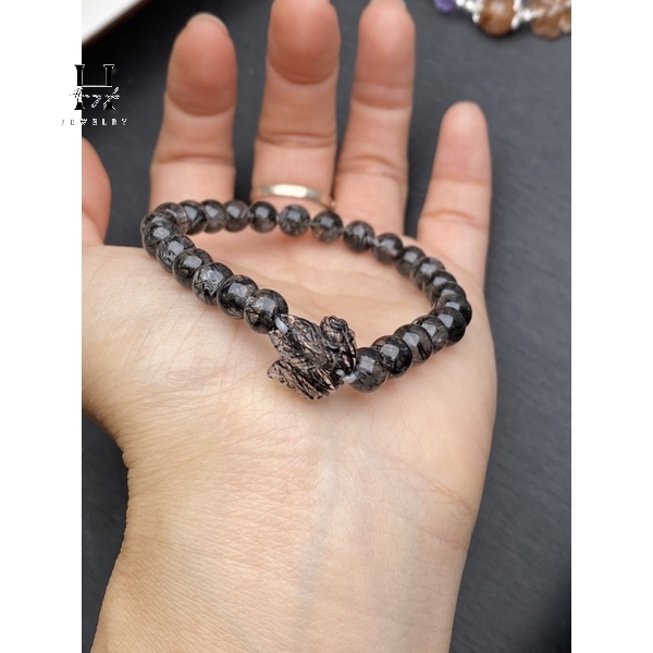 Vòng tay thạch anh tóc đen 6 mm mix hồ ly HANMYNGHE 1 Vòng tay thạch anh tóc đen 6 mm mix hồ ly HANMYNGHE